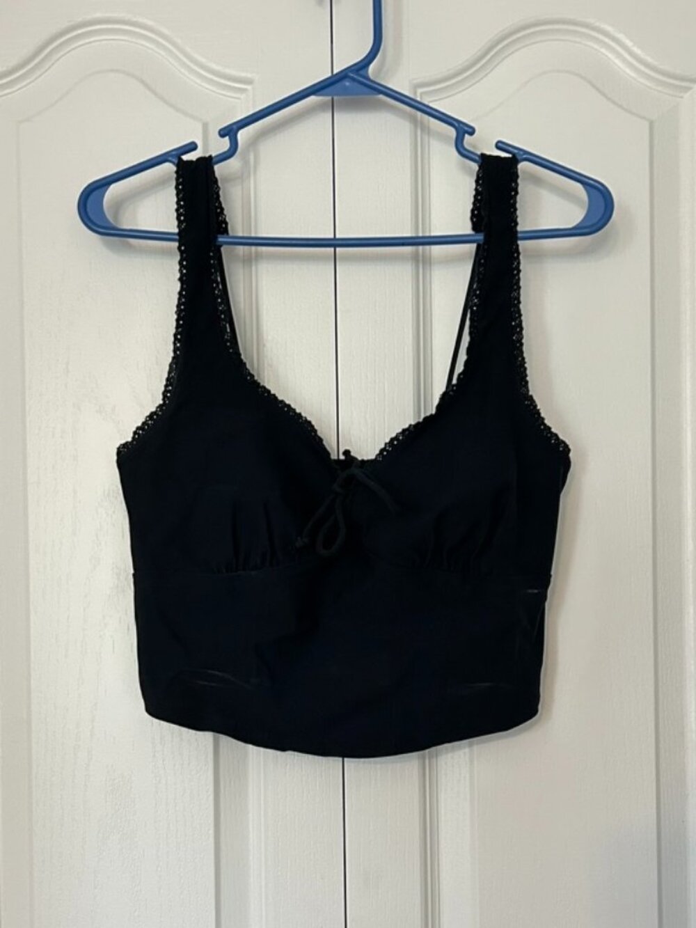 Wild Fable Black Lace Trim Corset Tie-Front Tank Size Medium